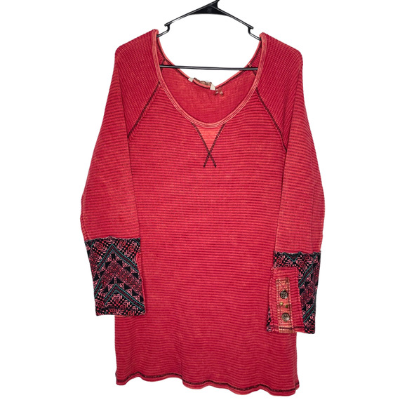 Soft Surroundings Tunic Lagenlook Waffle Knit Wearable Art Statement Sleeve Sz M - Picture 1 of 16